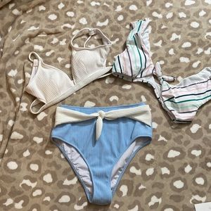 3/4/$15 High rise belted bikini bottom with two tops